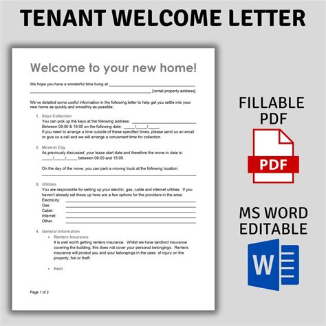 Real Estate Tenant Welcome Letter Edit In Word Welcome Letter Landlord