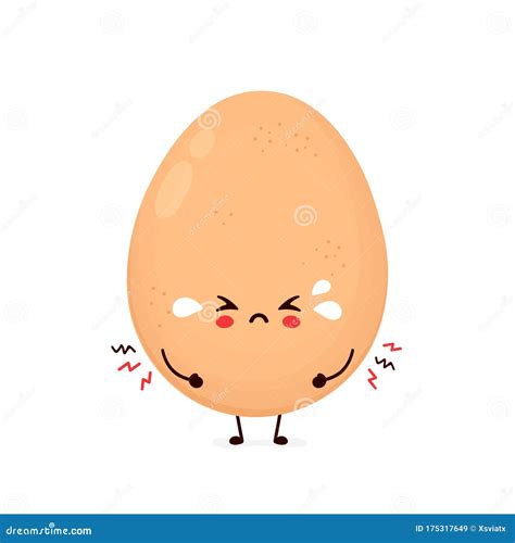 Cute Sad Cry Chicken Egg Vector Stock Vector Illustration Of Emotion