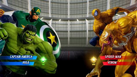 Green Cap America Green Hulk Vs Yellow Spiderman Venom Hardest Ai