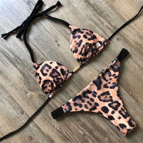 Maillot de bain Sexy à col licou culotte tanga Micro Bikini brésilien String vêtements de