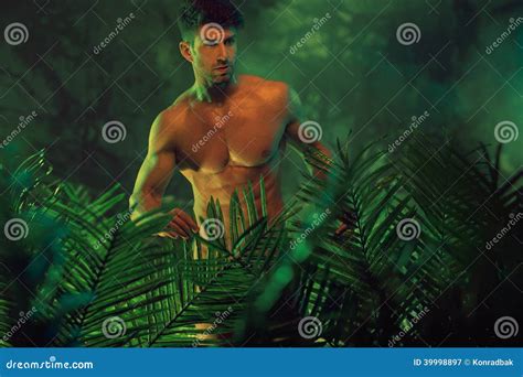 Handsome Nude Man In The Hot Jungle Stock Image Image Of Presenter Model