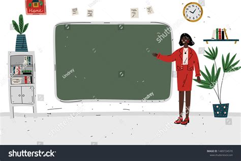 Lesson Teacher Standing Near Blackboard Classroom Stock Vector (Royalty Free) 1489724570 ...