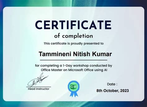 Completed Microsoft Office Workshop With Nitish Kumar