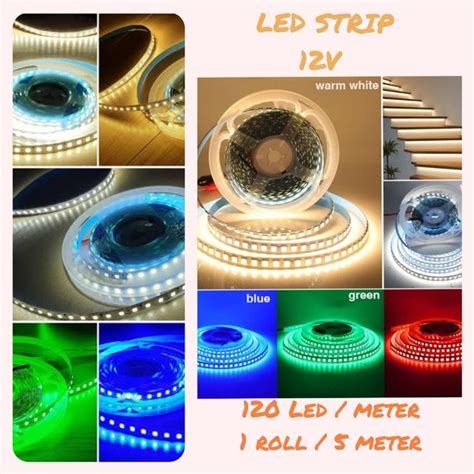 Jual Lampu LED Strip Indoor 12v 12 Volt 120 LED Mata Smd 2835 1 Roll