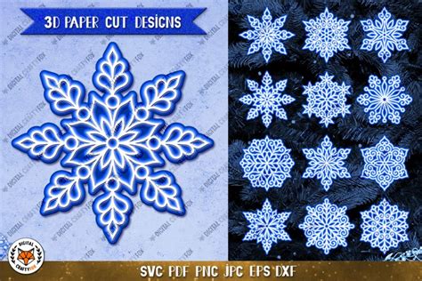 3d Snowflake Papercut Bundle Svg 3d Layered Snowflake Svg