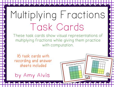 Multiplying Fractions Common Core Task Cards Ccss 6ns1 Math