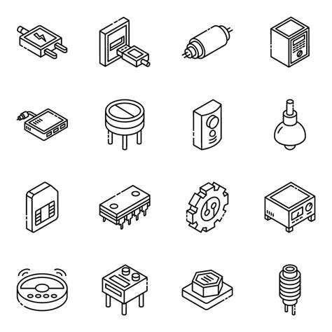 Electronic Components And Capacitors Isometric Icon Set 2312203 Vector