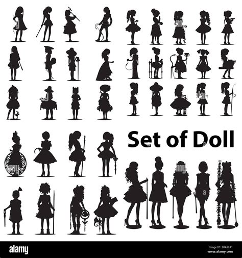 A Set Of Silhouette Doll Vector Illustration Stock Vector Image And Art