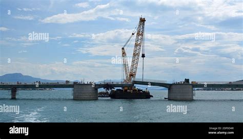 Construction Of The Bridge To The Island Of Iovo From The Mainland