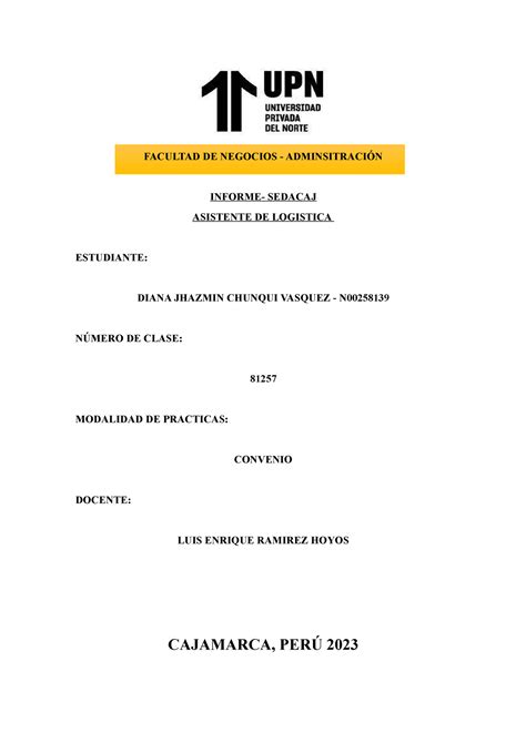 Informe Practicas Preprofesionales Facultad De Negocios