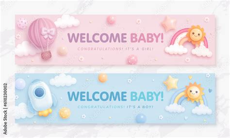 Image Vectorielle Stock Set Of Baby Shower Invitation With Cartoon Hot