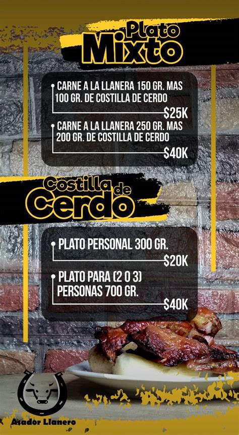 Carta Del Restaurante Asador Llanero Cali Cl 13 40 31