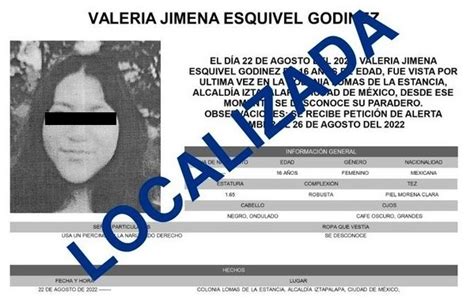 Localizan A Valeria Jimena Adolescente Desaparecida En Agosto De 2022