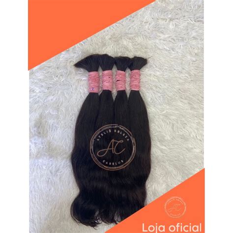 CABELO HUMANO NATURAL Liso Ondulado 40 45cm 100g Mega Hair Envio