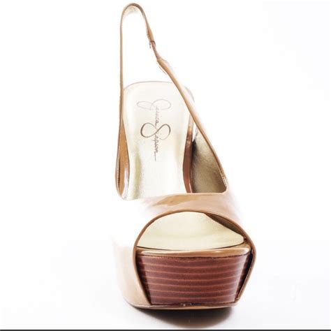 Jessica Simpson Shoes Jessica Simpson Astor Nude Patent Leather Peep Toe Poshmark