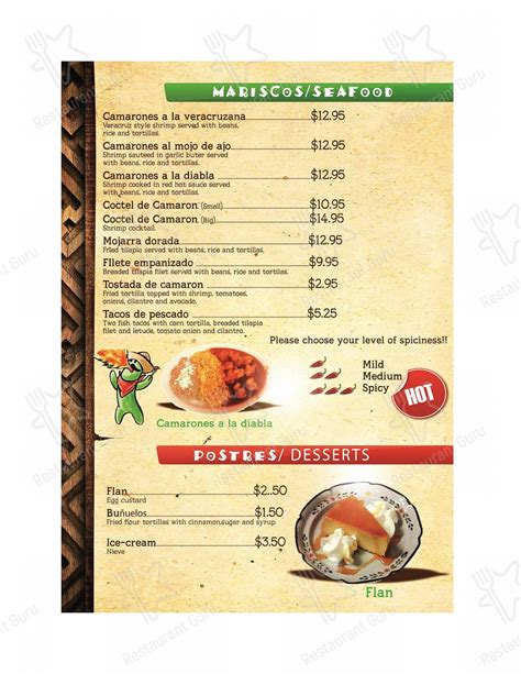 Menu At El Sazon Mexican Restaurant Sturgeon Bay