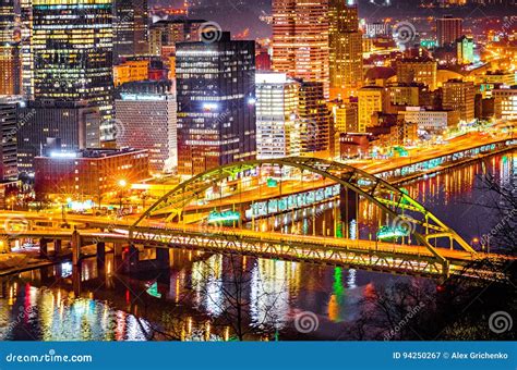 Closeup Of Pittsburgh Pennsylvania City Skyline Editorial Photography