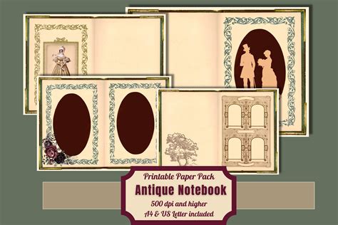 Vintage Framed Notebook Digital Papers Gráfico Por Artisticwayco