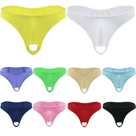 Men S Lingerie Thong Underwear Penis Hole Bikini Briefs Micro G String