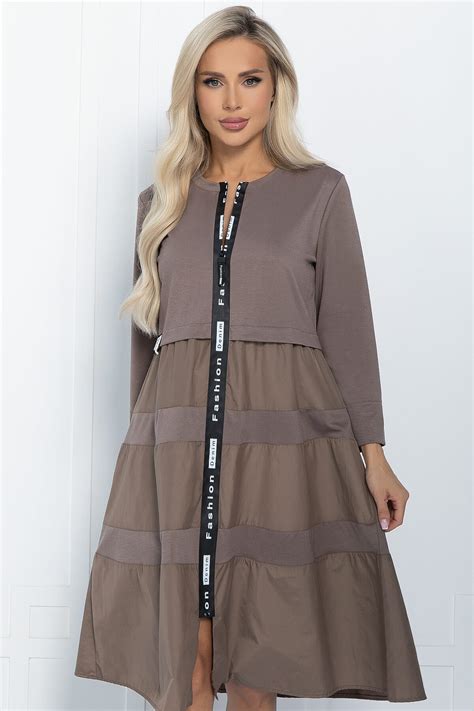 Платье коричневое комбинированное Taiga-П11438 цена-4257 р. купить в ...