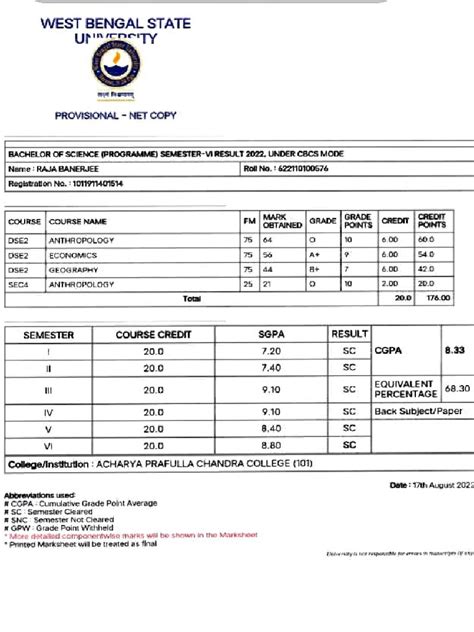 bsc marksheet  academia student assessment  evaluation