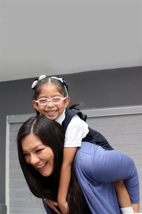 Divorced Single Mom And Year Old Daughter In Uniform Latina Brunette Girls Play Have Fun