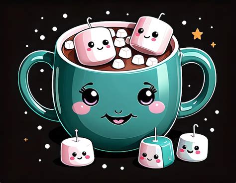 Premium Photo Kawaii Hot Chocolate Adorable Cartoon In Ultradetail