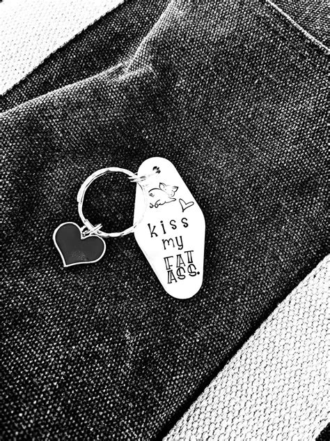 Kiss My Fat Ass Keychain With Red Heart Charm Etsy