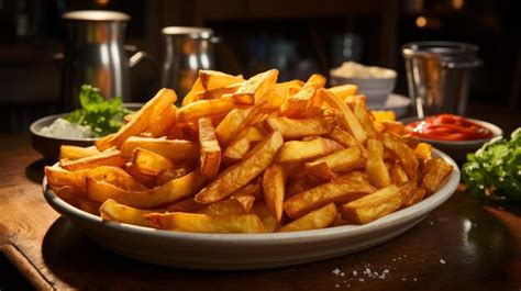 Premium AI Image A Plate Of Crispy French Fries AI Generated