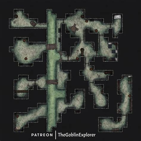 [oc] [battlemap] Endless Dungeon Sewers Level 5 30x30 Roll20 Dungeon Maps Fantasy