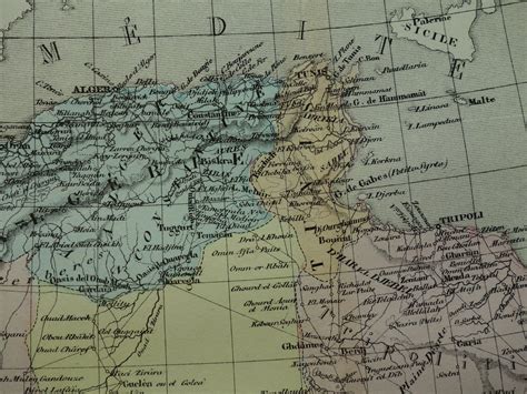 AFRICA Old Map of North Africa 1858 Original French Antique - Etsy