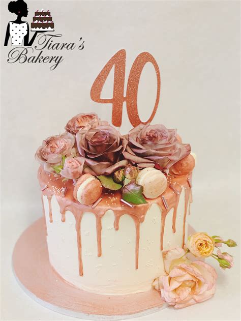 Rose Gold Drip Cake | 40th birthday cakes, 40th birthday cake for women ...