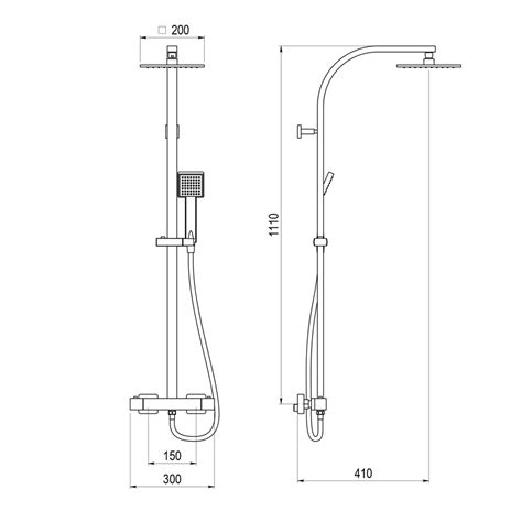 Grifo ducha termostática con columna Nitro plus negro rociador 300 mm