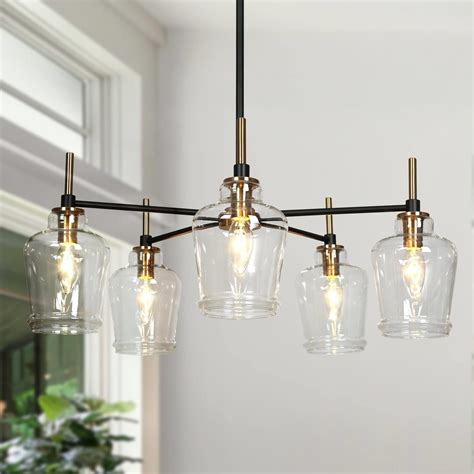 Modern Light Black Gold Wagon Wheel Chandeliers Glass Pendant Light