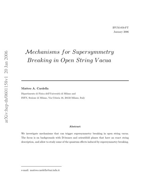 (PDF) Mechanisms for Supersymmetry Breaking in Open String Vacua