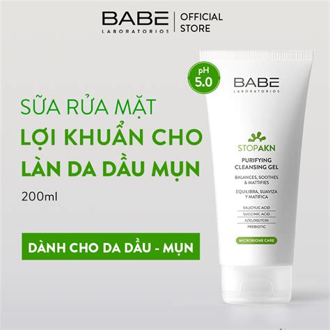 Sữa rửa mặt BABE Stop AKN Purifying Cleansing gel cho da dầu mụn 200ml Shopee Việt Nam
