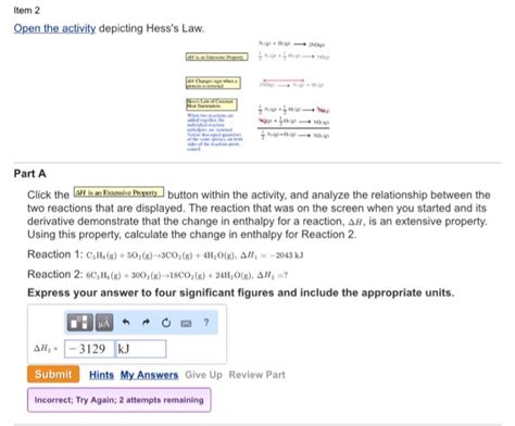 Solved Item 2 Open the activity depicting Hess's Law Part A | Chegg.com