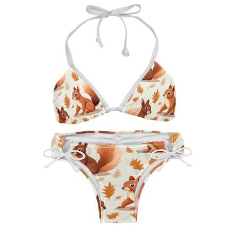 Squirrel Bikini Set Swim Suit Detachable Sponge Adjustable Strap Two