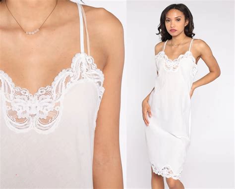 White Cotton Slip S Sheer Midi Lingerie Dress Lace Trim Shop Exile Tucson Az