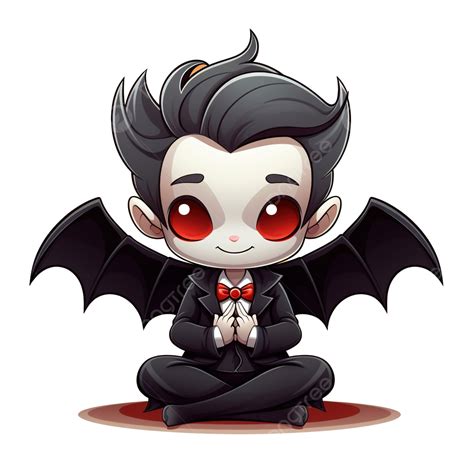 Illustration Of A Cute Cartoon Vampire Meditating Halloween Yoga