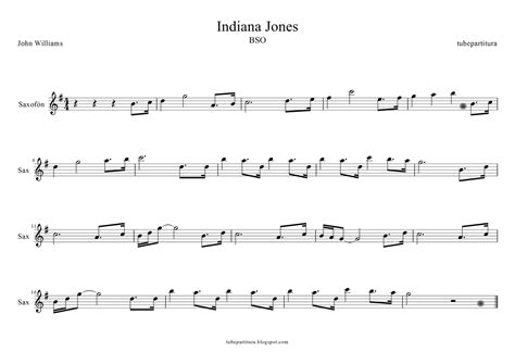 tubescore: Indiana Jones Alto Saxophone Sheet Music. Soundtrack. Score ...