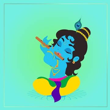 Premium Vector | Little Krishna Playing Flute