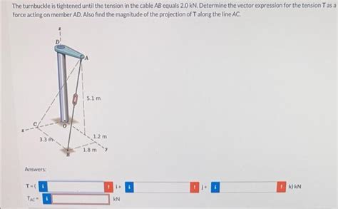 Solved The Turnbuckle Is Tightened Until The Tension In The Chegg