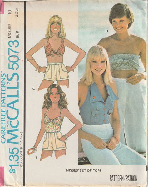 McCall S 5073 1976 Misses Set Of Tops Halter Top A B Ties In