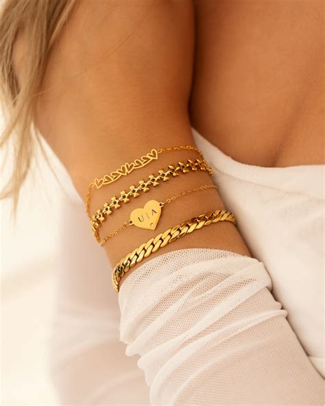 Graveerbare Armband Shiny Heart Goudkleurig Finaste