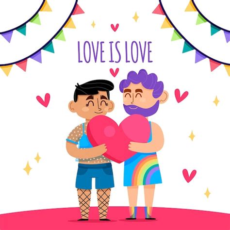 Conceito de dia do orgulho casal gay Vetor Grátis