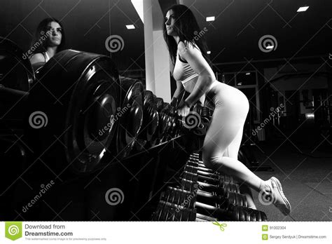 Slender Brunette A Woman Or Girl In Sports Legings And Tops Stock Photo Image Of Person Adult