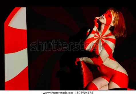 Portrait Beautiful Naked Woman Red Beams Stock Photo Shutterstock