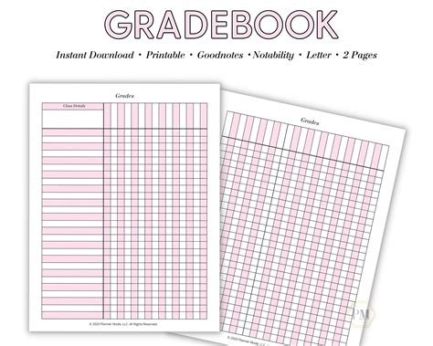 Grade Book for Teachers, Printable Grade Book, Teacher Grading System