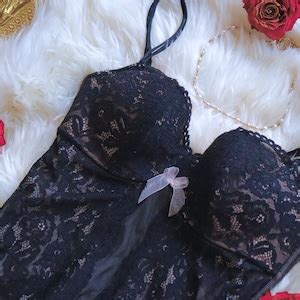 Vintage Corset Bustier Y2K Early 2000s Lingerie Top Black Lace Pastel Pink Cami Camisole 34 B